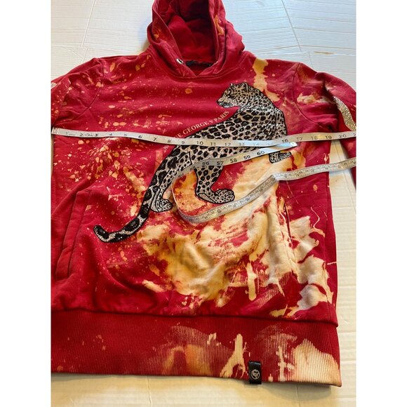 Avenue George V Paris men’s Red bleach art Leopard Hooded Sweatshirt S hoodie - Picture 13 of 16